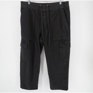 James Perse Los Angeles Mens Black Cargo Pants Drawstring‎ Utility Grunge